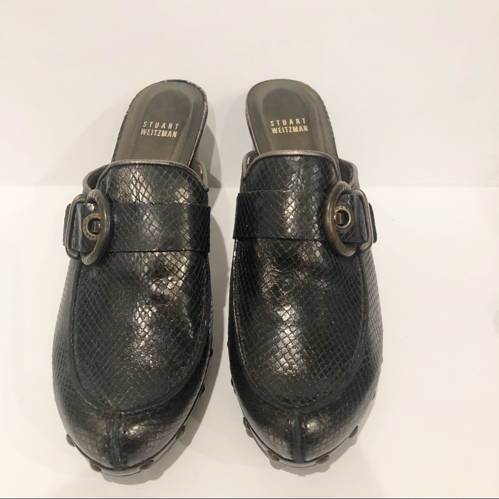 Stuart Weitzman Pewter Snake Pattern Mule Sz. 10.5 - image 3